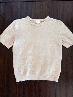 H&M Cream Short-Sleeve Crewneck Sweater